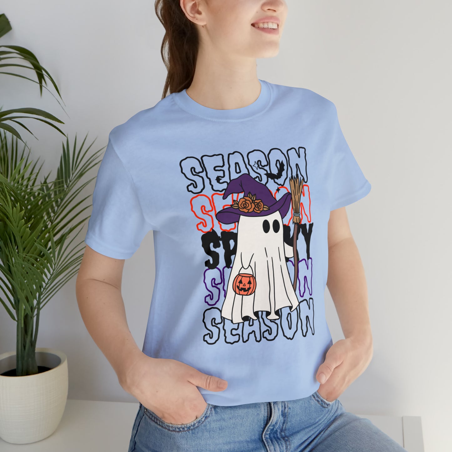 Camiseta de manga corta de jersey unisex - Halloween - Pequeño fantasma - 13