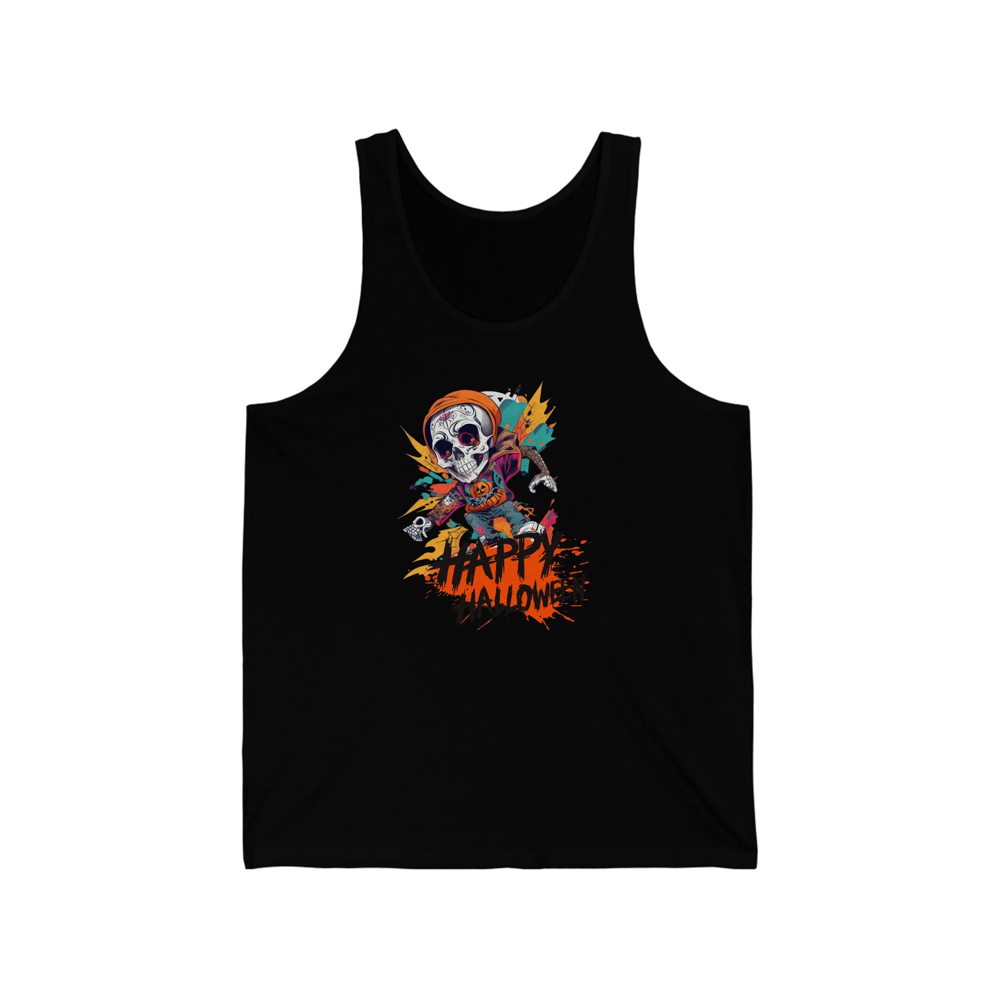 Camiseta sin mangas de punto unisex - Halloween - Calavera joven - 02