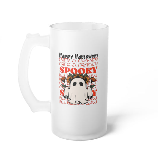 Frosted Glass Beer Mug - Halloween - Little Ghost - 11