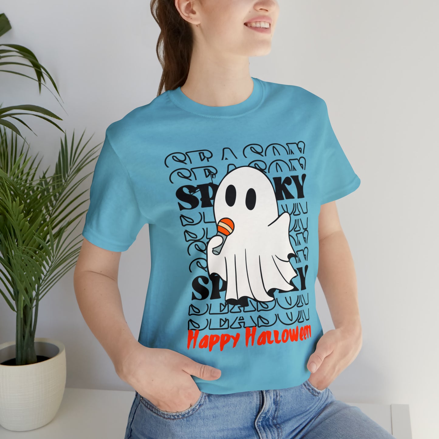 Camiseta de manga corta de jersey unisex - Halloween - Pequeño fantasma - 06