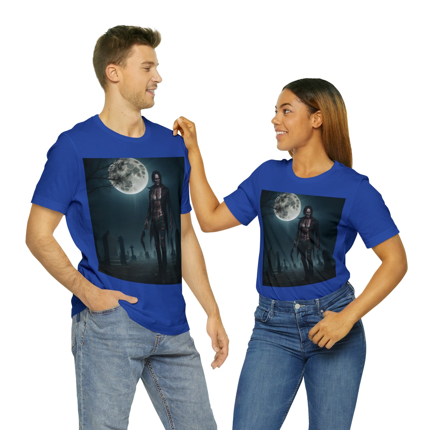 Unisex Jersey Short Sleeve Tee - Halloween Skeleton man AI - 04