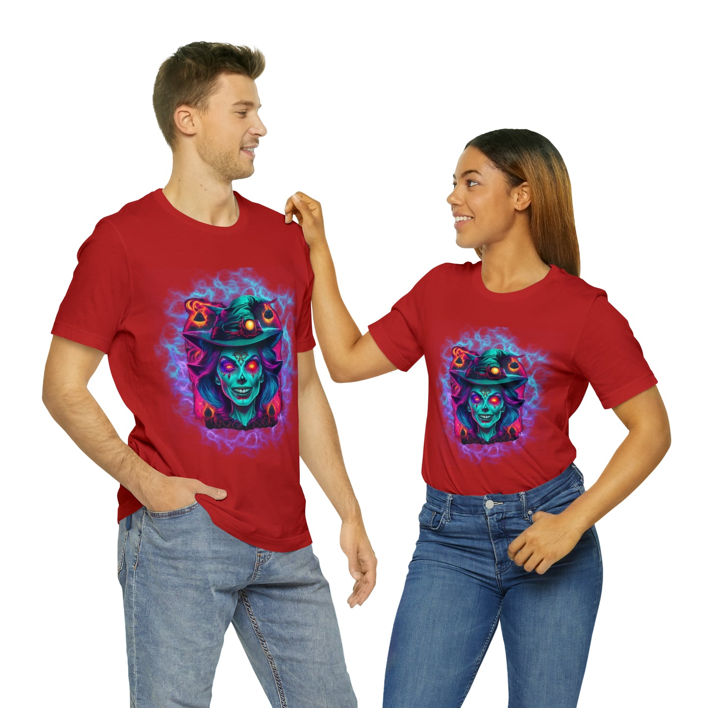 Camiseta de manga corta unisex Jersey - Calaveras de brujas de Halloween - 02