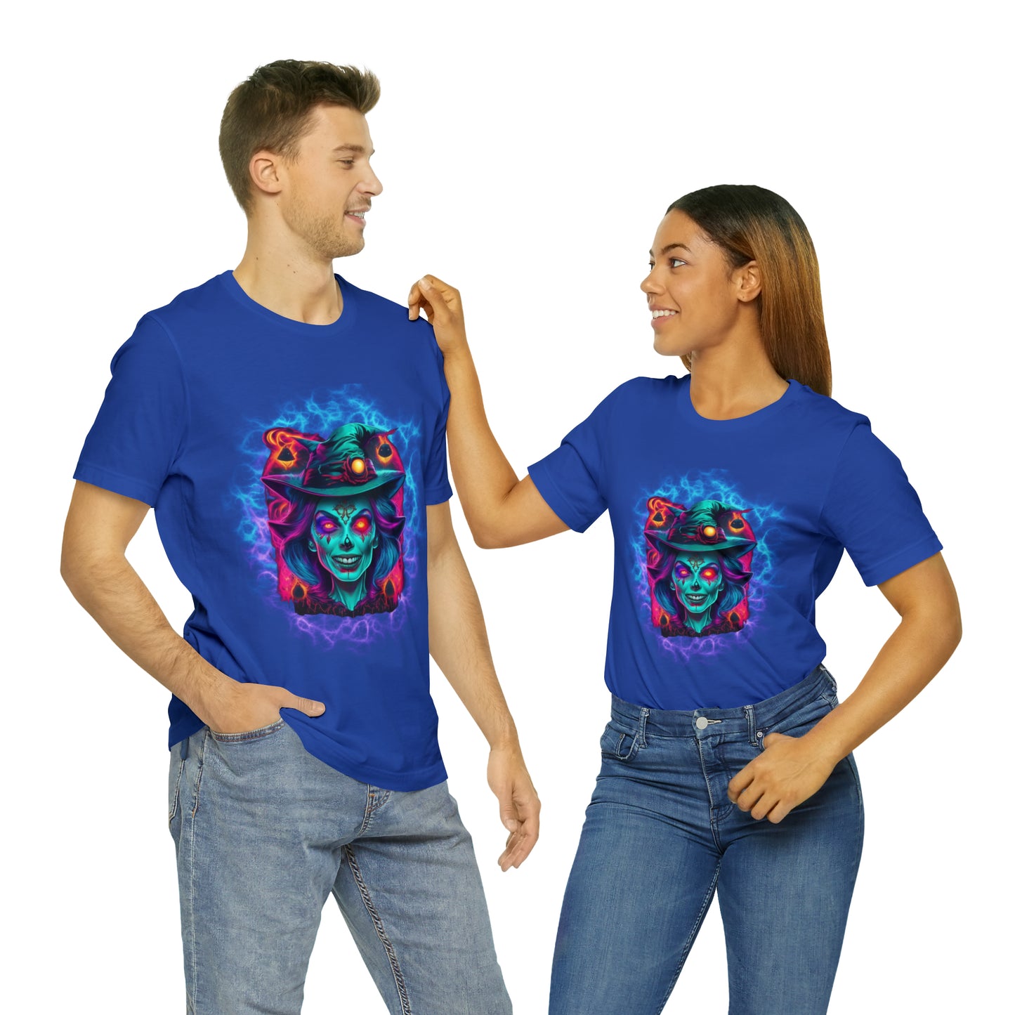 Camiseta de manga corta unisex Jersey - Calaveras de brujas de Halloween - 02
