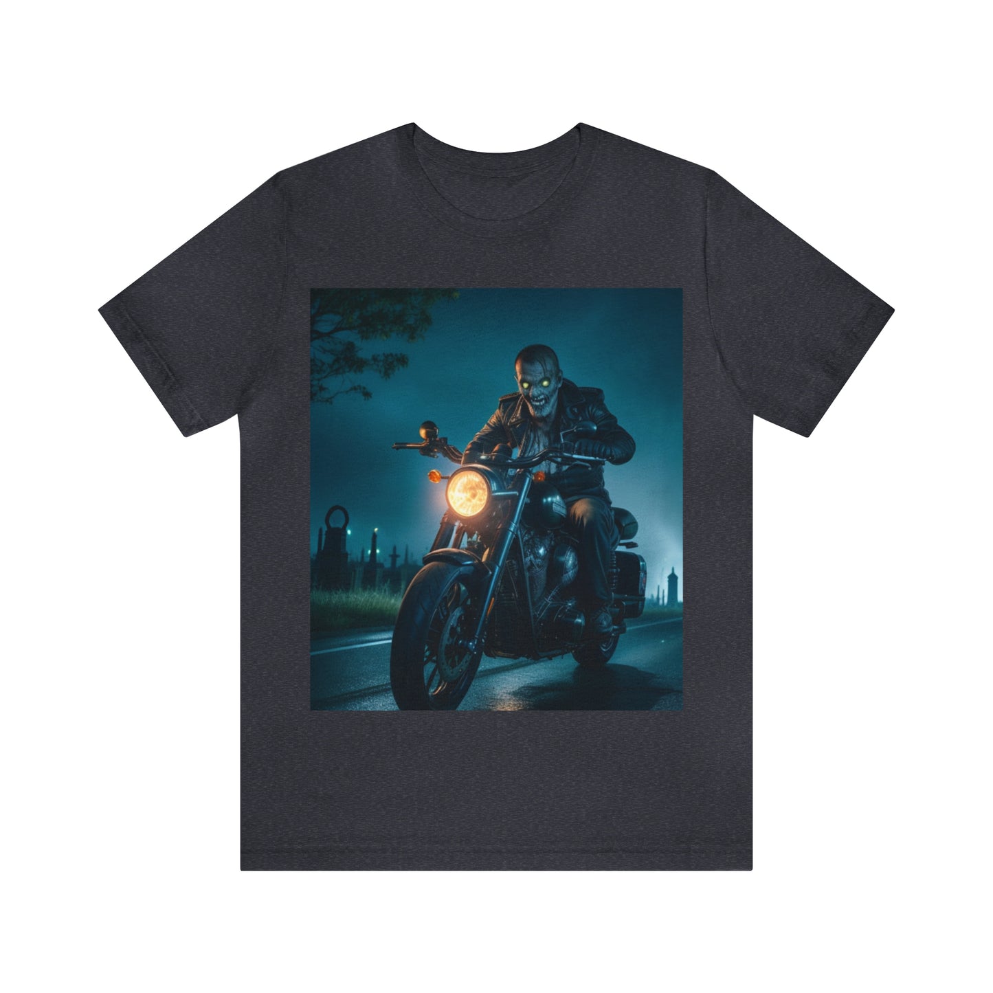 Unisex Jersey Short Sleeve Tee - Halloween Motorcyclist AI - 03