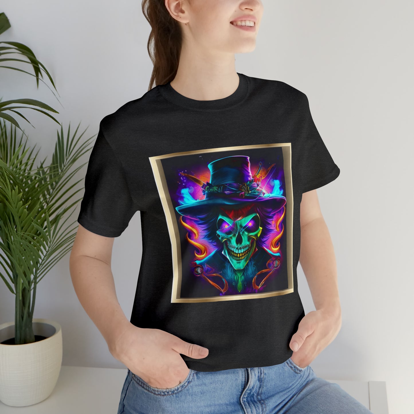 Camiseta de manga corta unisex Jersey - Calaveras de brujas de Halloween - 09