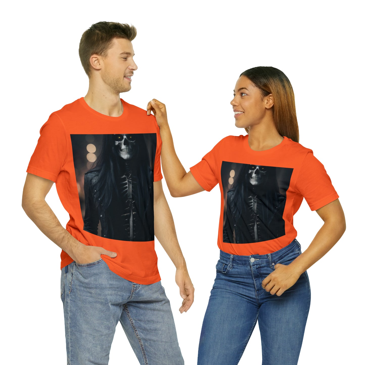 Camiseta de manga corta Unisex Jersey - Halloween Skeleton man AI - 01