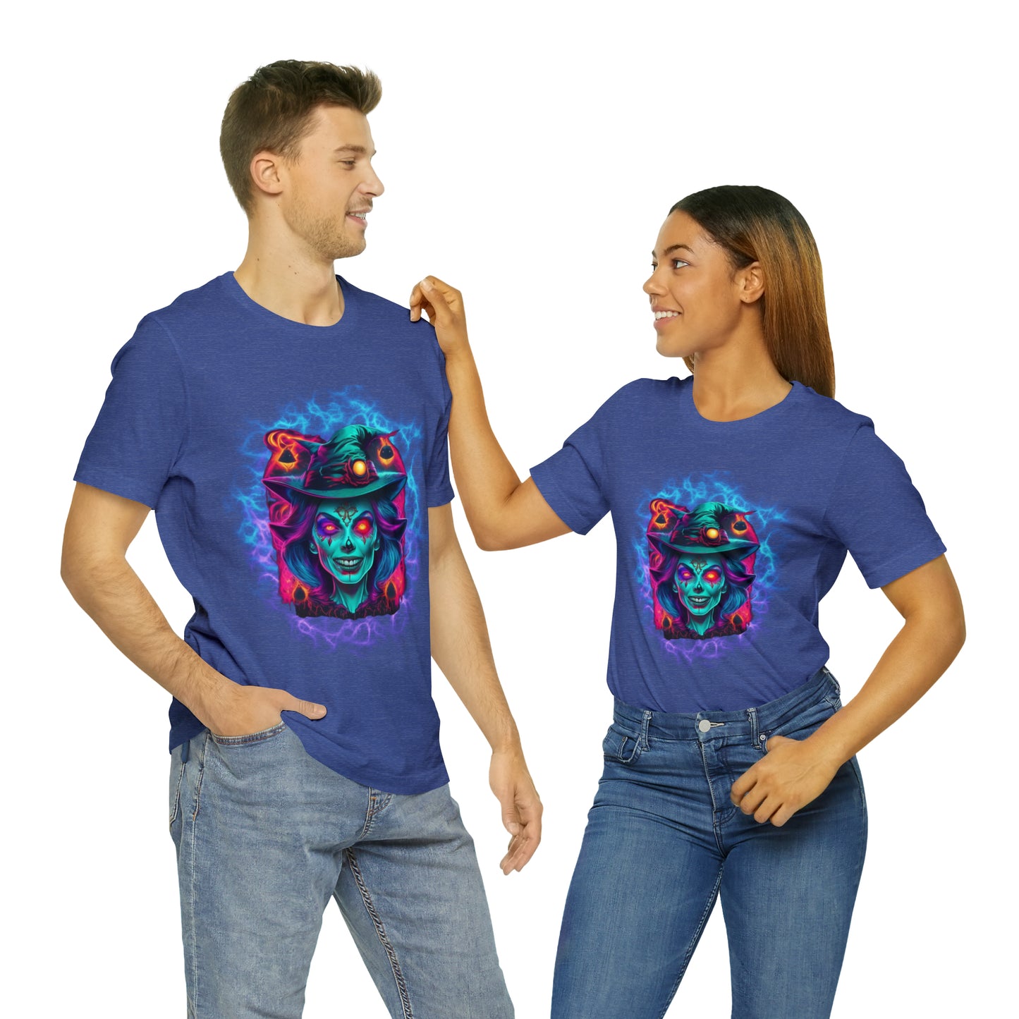 Unisex Jersey Short Sleeve Tee - Halloween Witch Skulls - 02