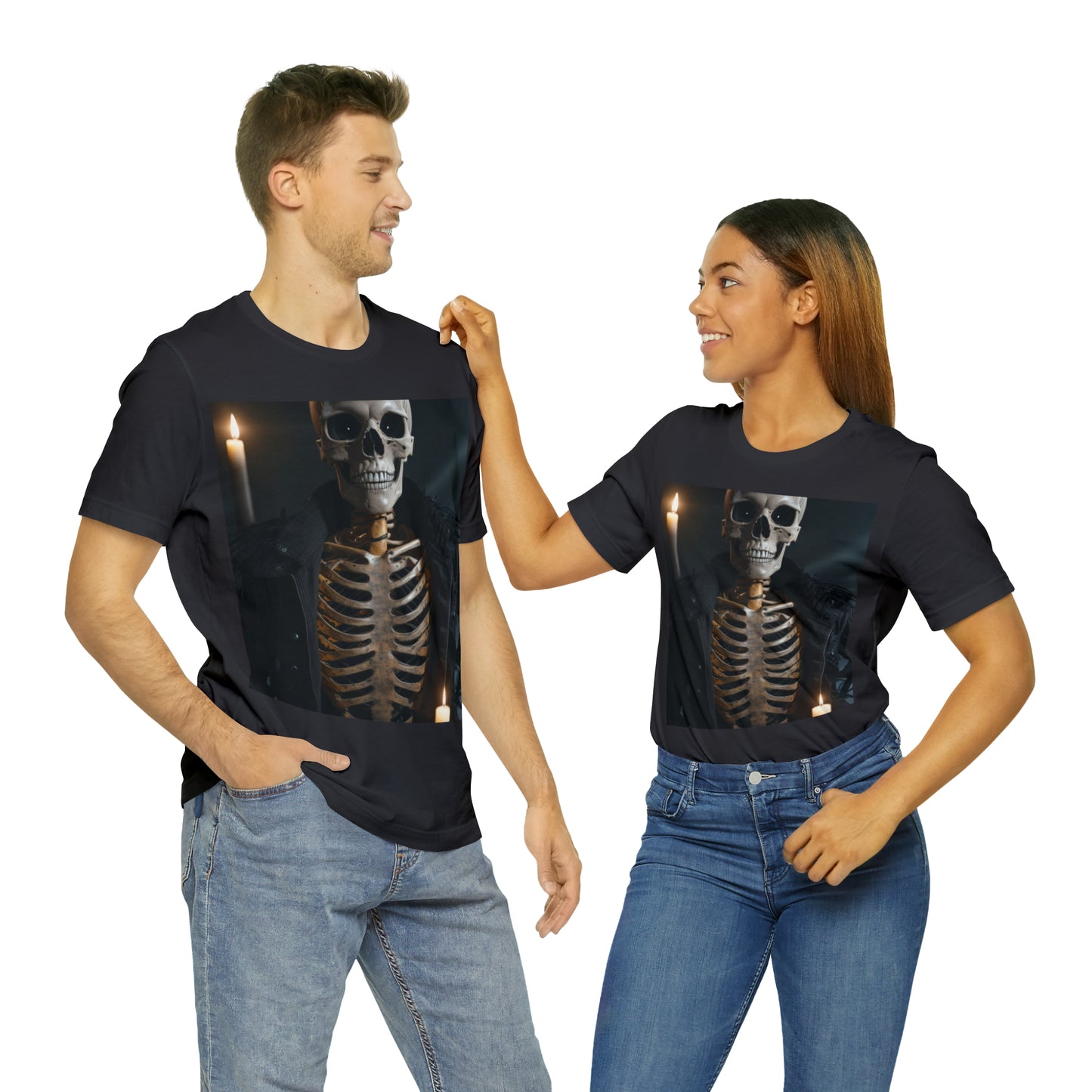 Unisex Jersey Short Sleeve Tee - Halloween Skeleton man AI - 03