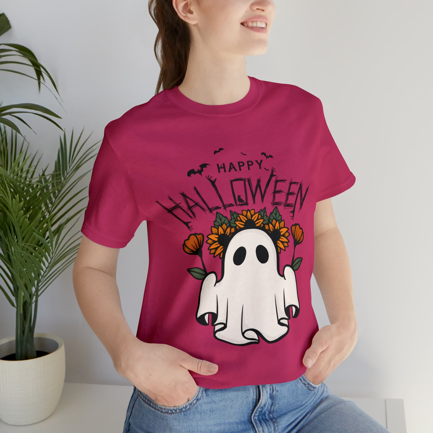 Tee-shirt à manches courtes en jersey unisexe - Halloween - Petit Fantôme - 03