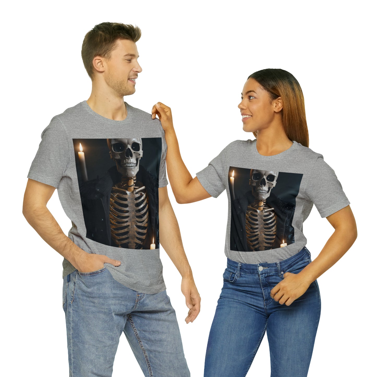 Unisex Jersey Short Sleeve Tee - Halloween Skeleton man AI - 03