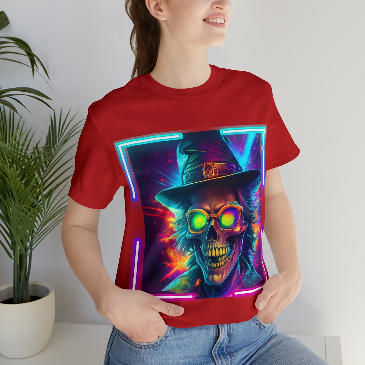 Camiseta de manga corta unisex Jersey - Calaveras de brujas de Halloween - 04