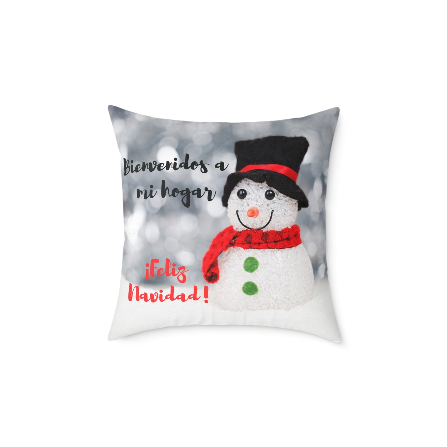 Cojín de poliéster hilado - Feliz Navidad - Muñeco de nieve