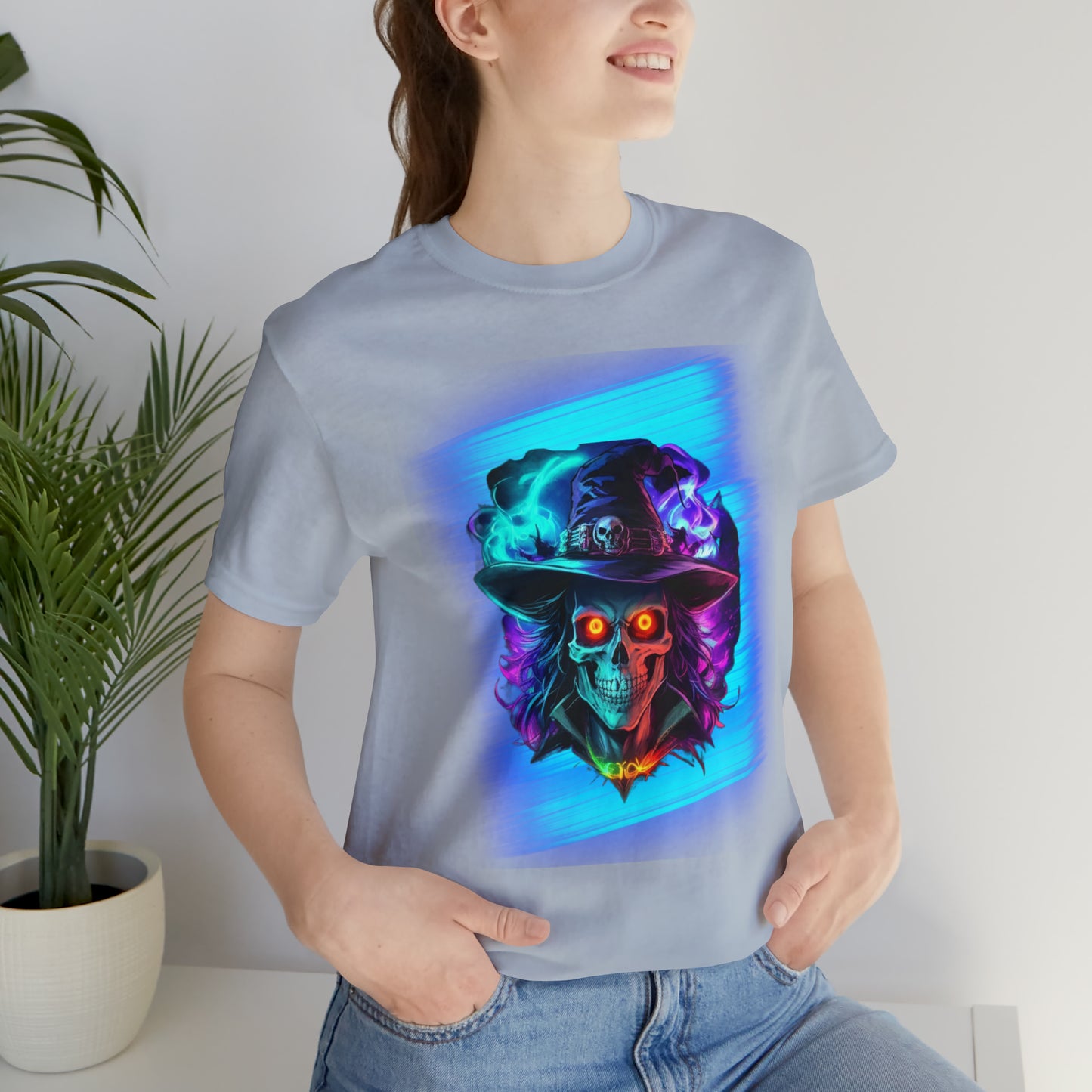 Camiseta de manga corta unisex Jersey - Calaveras de brujas de Halloween - 08