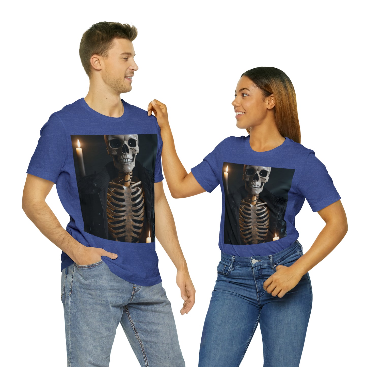 Unisex Jersey Short Sleeve Tee - Halloween Skeleton man AI - 03