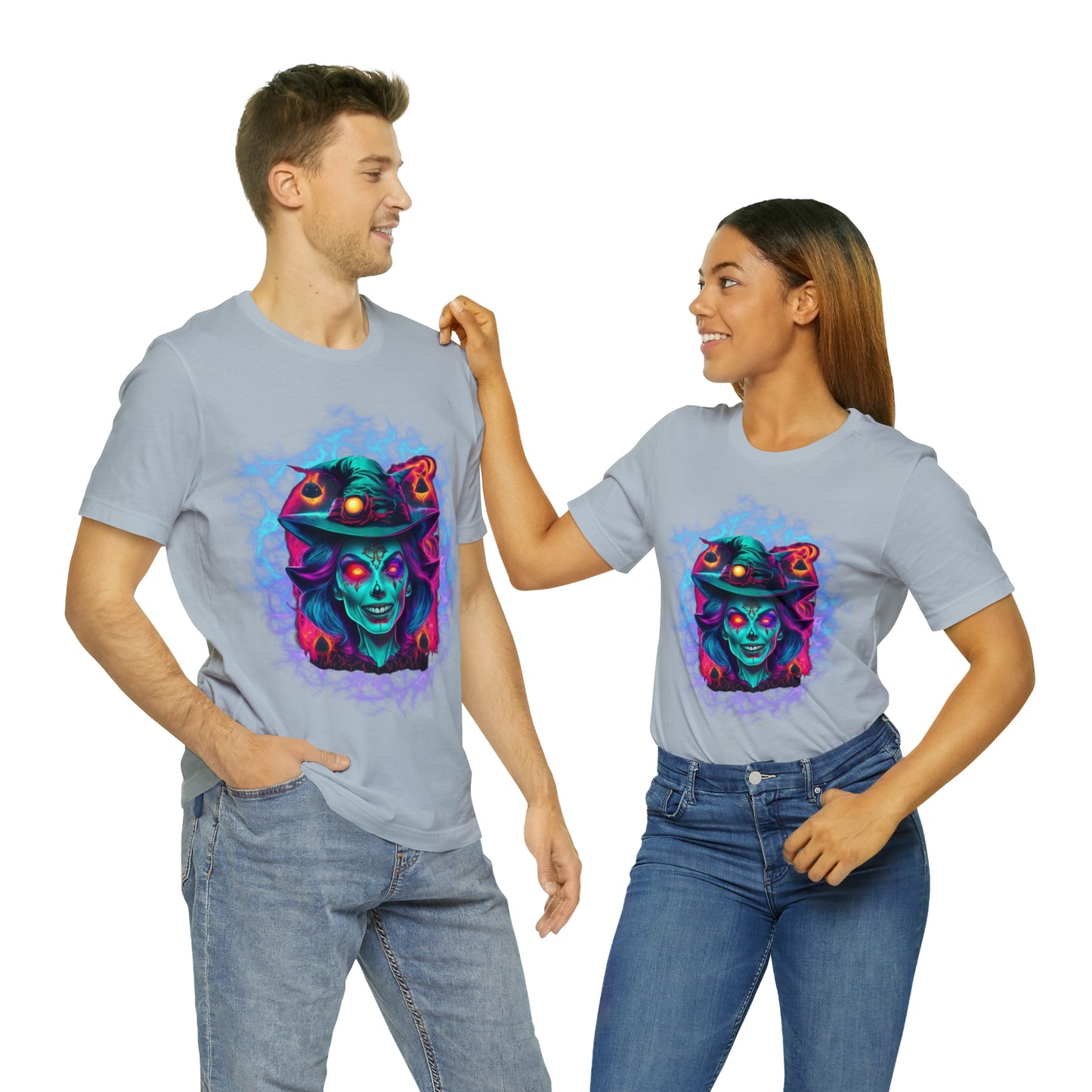 Camiseta de manga corta unisex Jersey - Calaveras de brujas de Halloween - 05