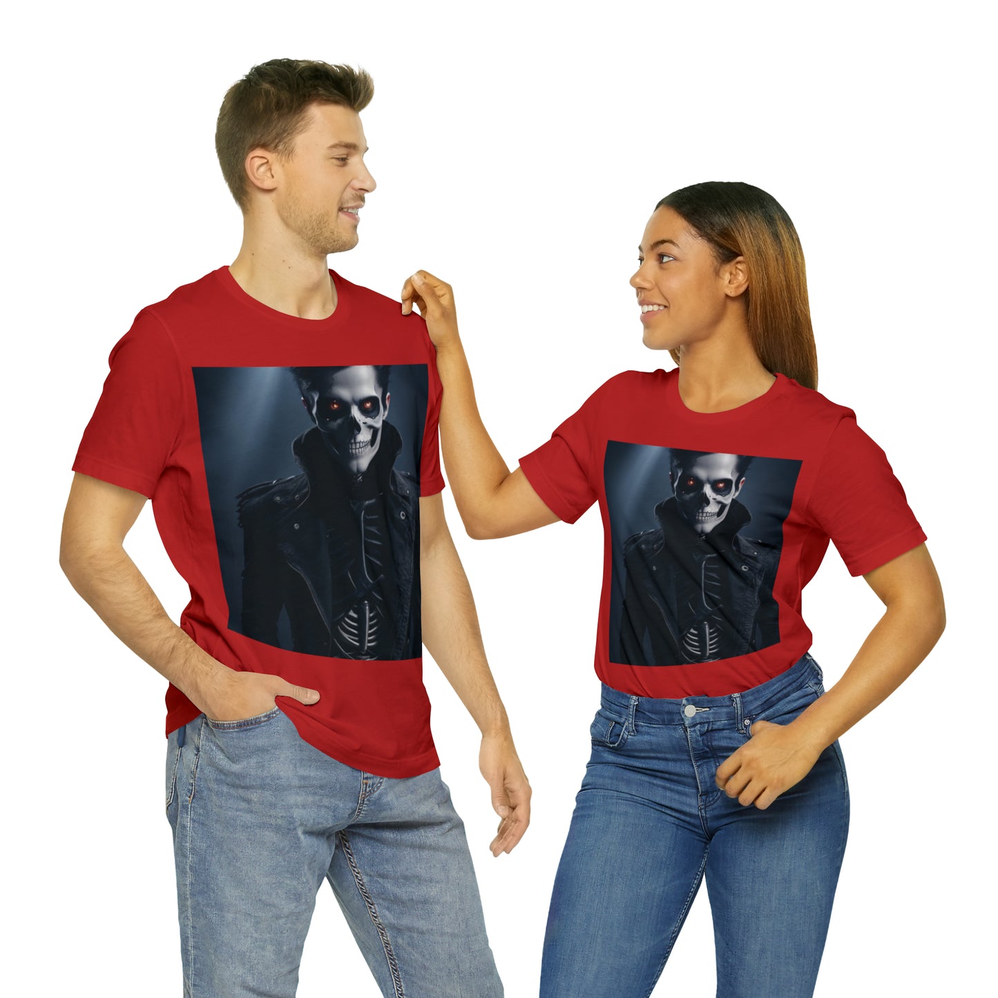 Unisex Jersey Short Sleeve Tee - Halloween Skeleton man AI - 02