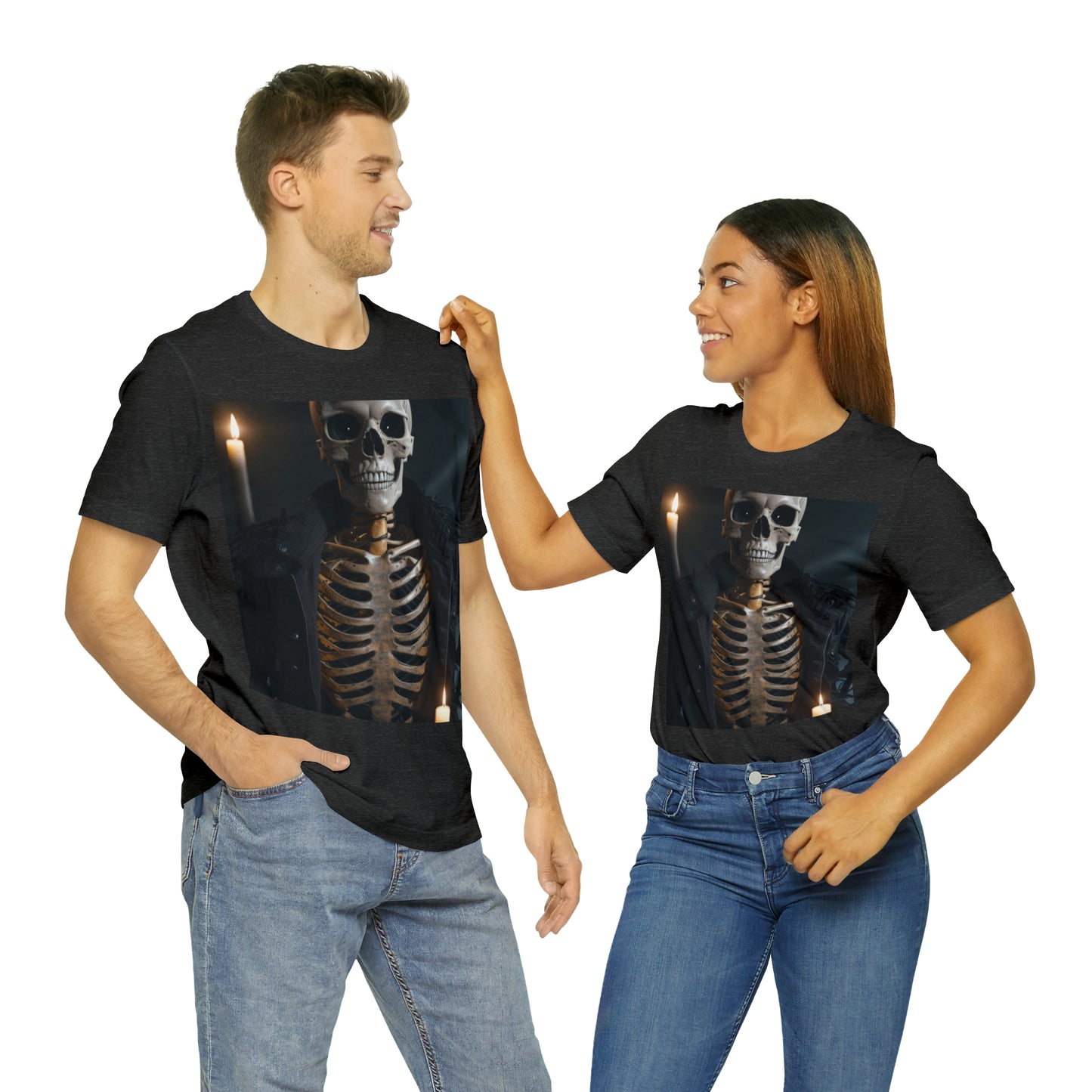 Unisex Jersey Short Sleeve Tee - Halloween Skeleton man AI - 03