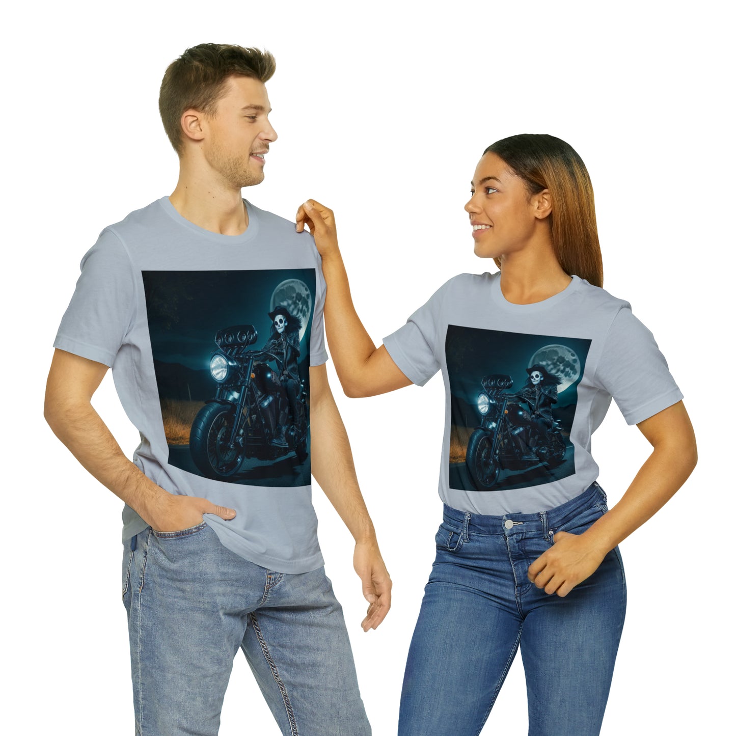Camiseta de manga corta Unisex Jersey - Motociclista de Halloween AI - 01