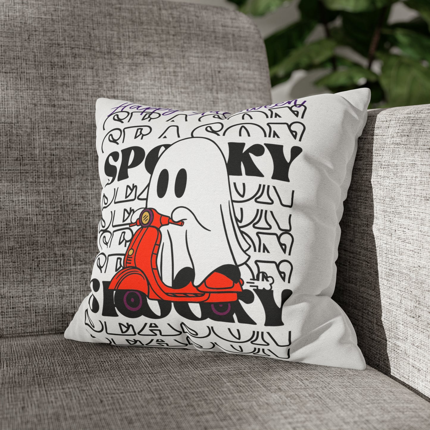 Spun Polyester Square Pillow Case - Halloween - Little Ghost - 04/09