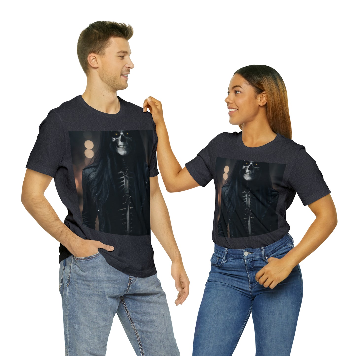 Camiseta de manga corta Unisex Jersey - Halloween Skeleton man AI - 01