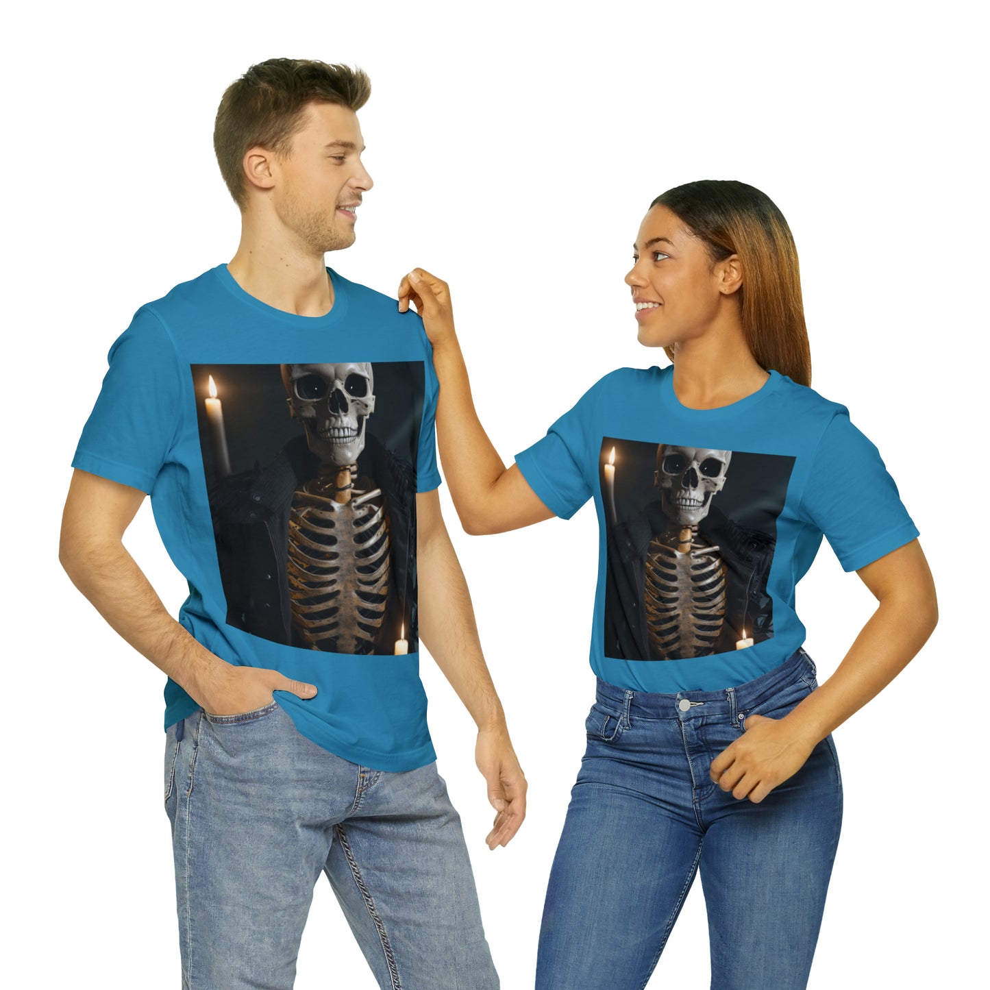 Camiseta de manga corta Unisex Jersey - Halloween Skeleton man AI - 03