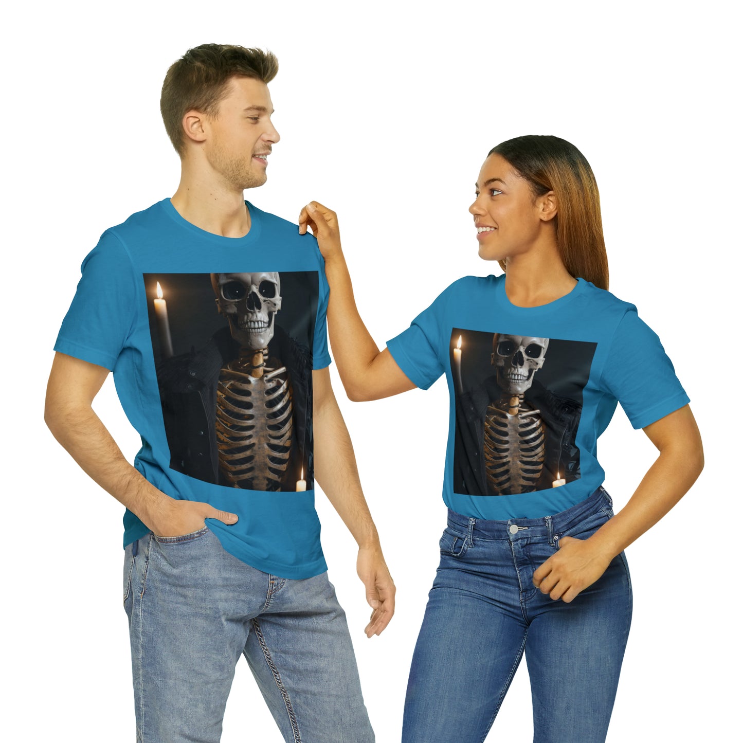 Unisex Jersey Short Sleeve Tee - Halloween Skeleton man AI - 03