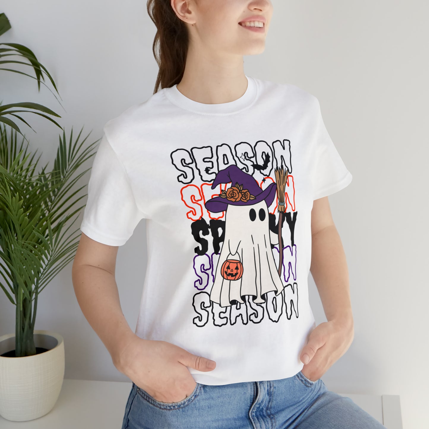 Camiseta de manga corta de jersey unisex - Halloween - Pequeño fantasma - 13