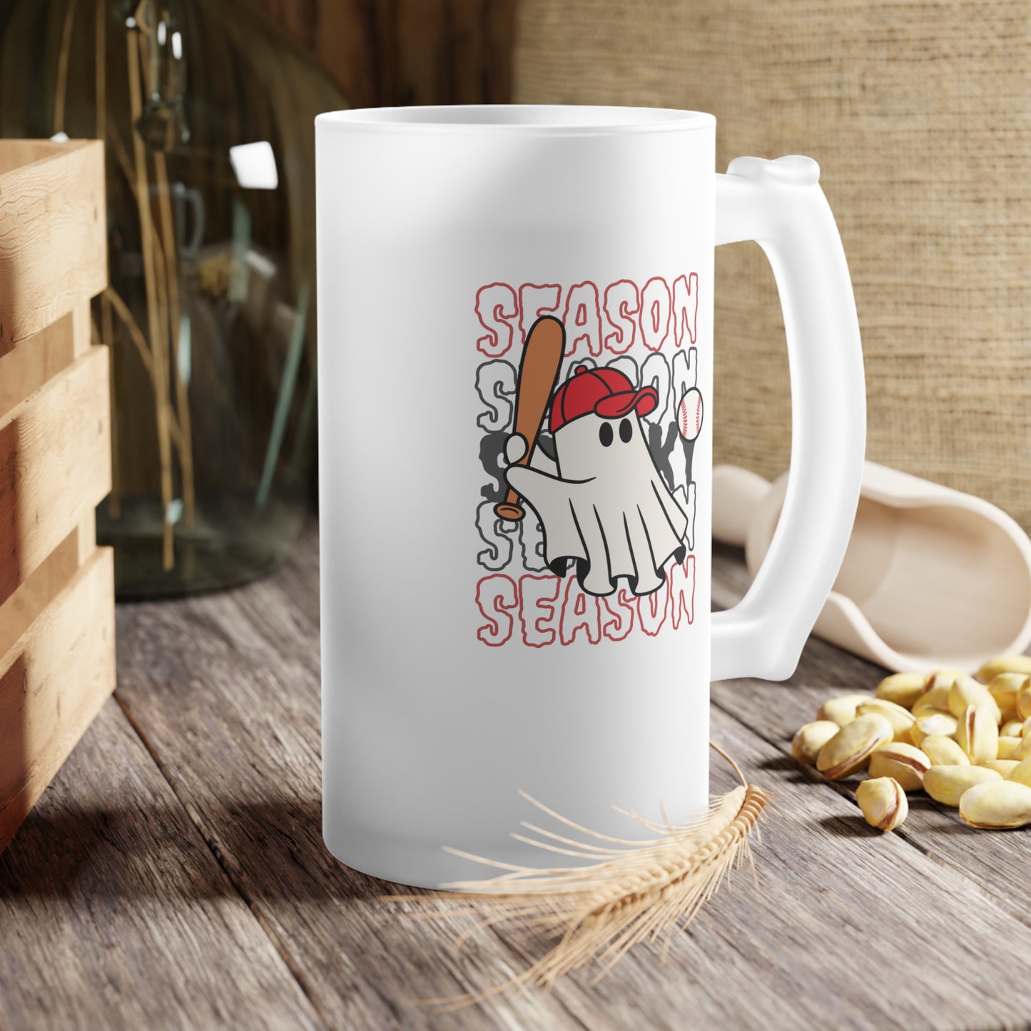 Jarra de Cerveza de Vidrio Esmerilado - Halloween - Pequeño Fantasma - 19