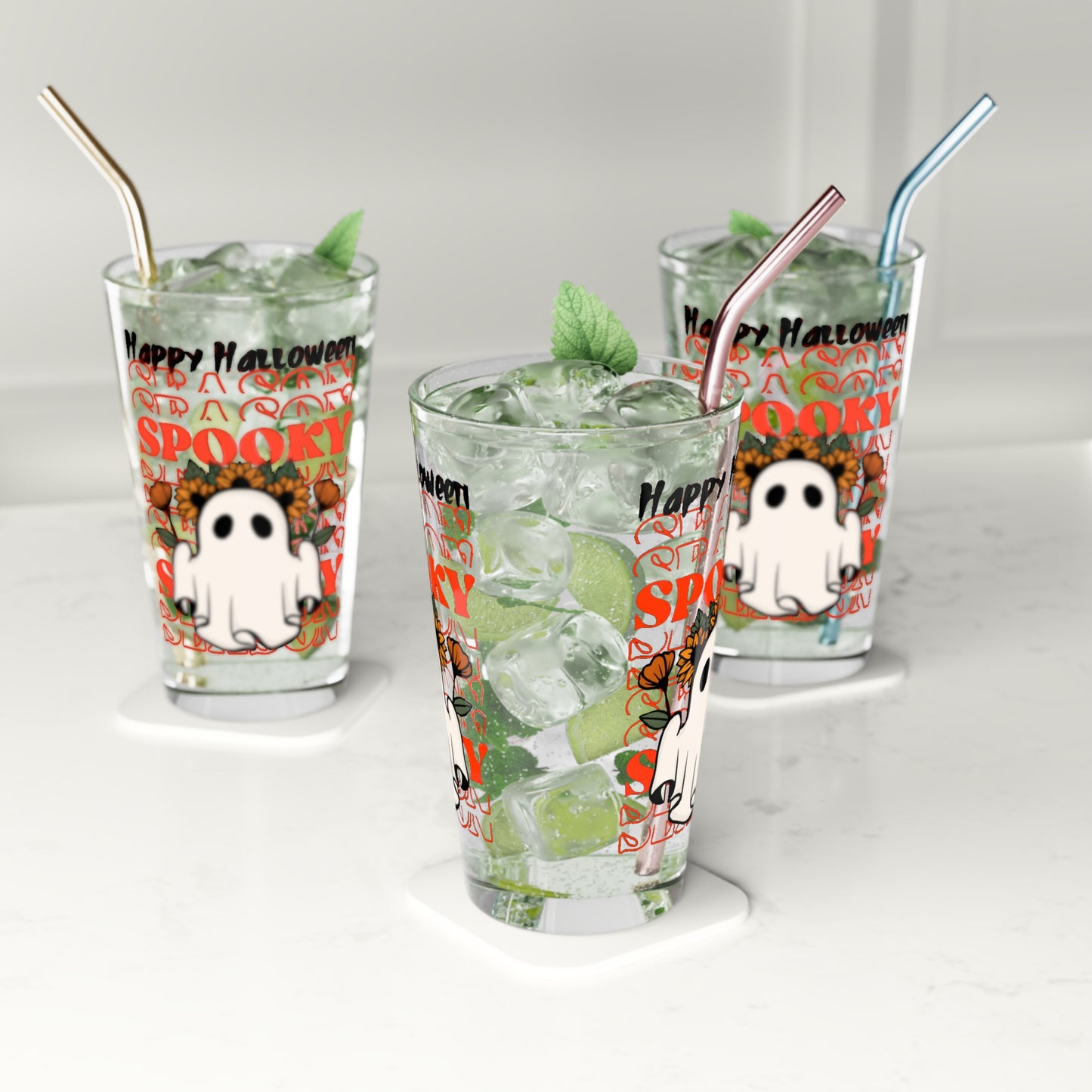 Vaso de pinta, 16 oz - Halloween - Pequeño fantasma - 11