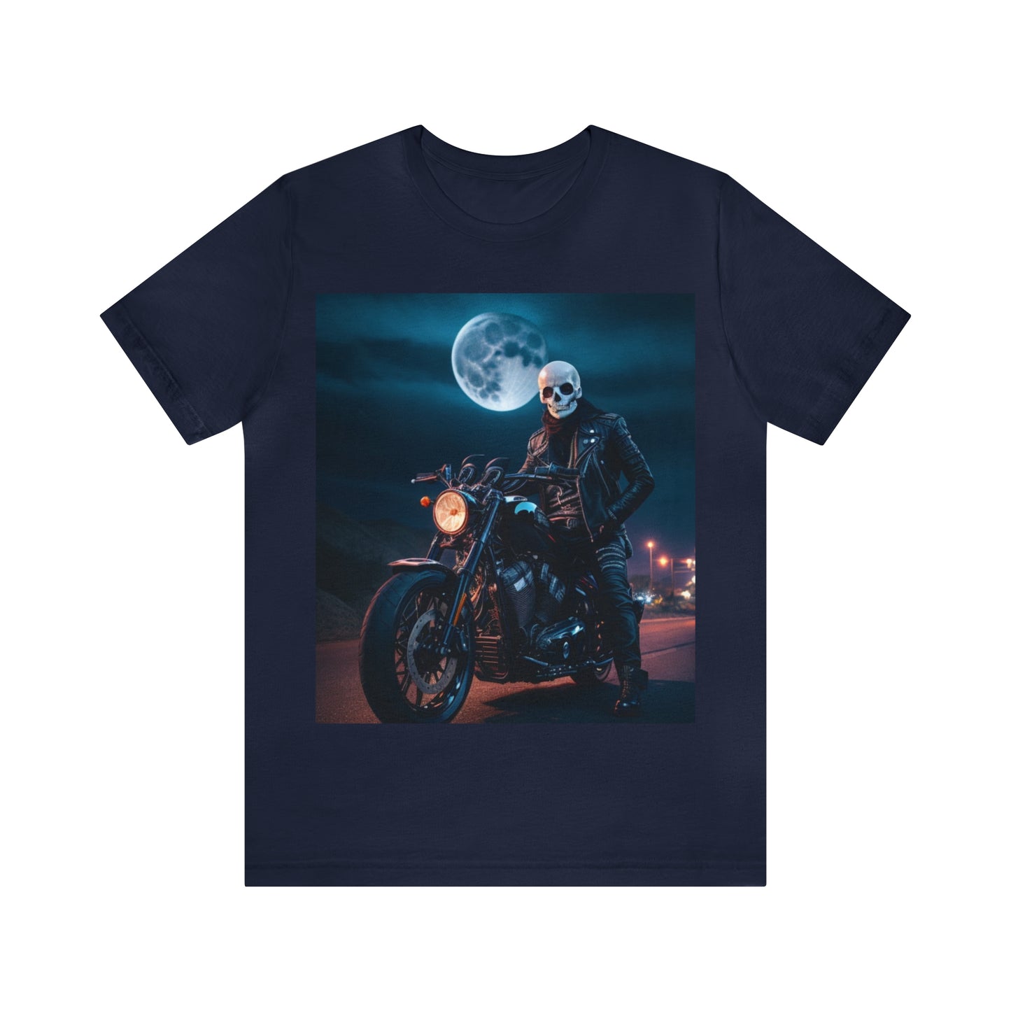 Camiseta de manga corta Unisex Jersey - Halloween Motociclista AI - 02