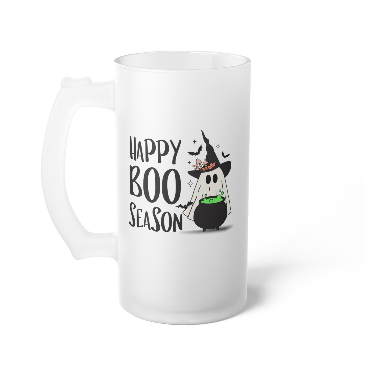 Jarra de Cerveza de Vidrio Esmerilado - Halloween - Pequeño Fantasma - 20