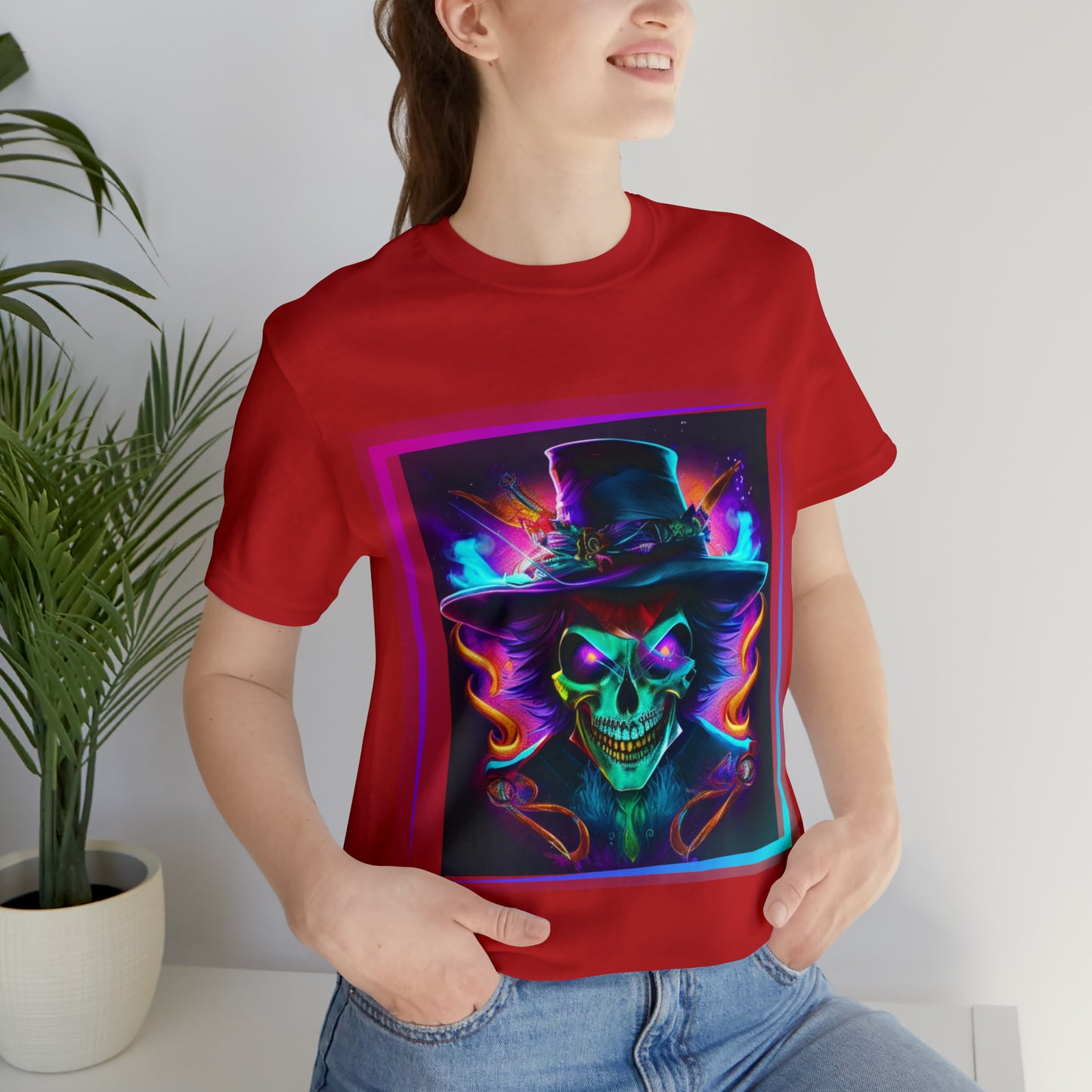 Camiseta de manga corta unisex Jersey - Calaveras de brujas de Halloween - 01