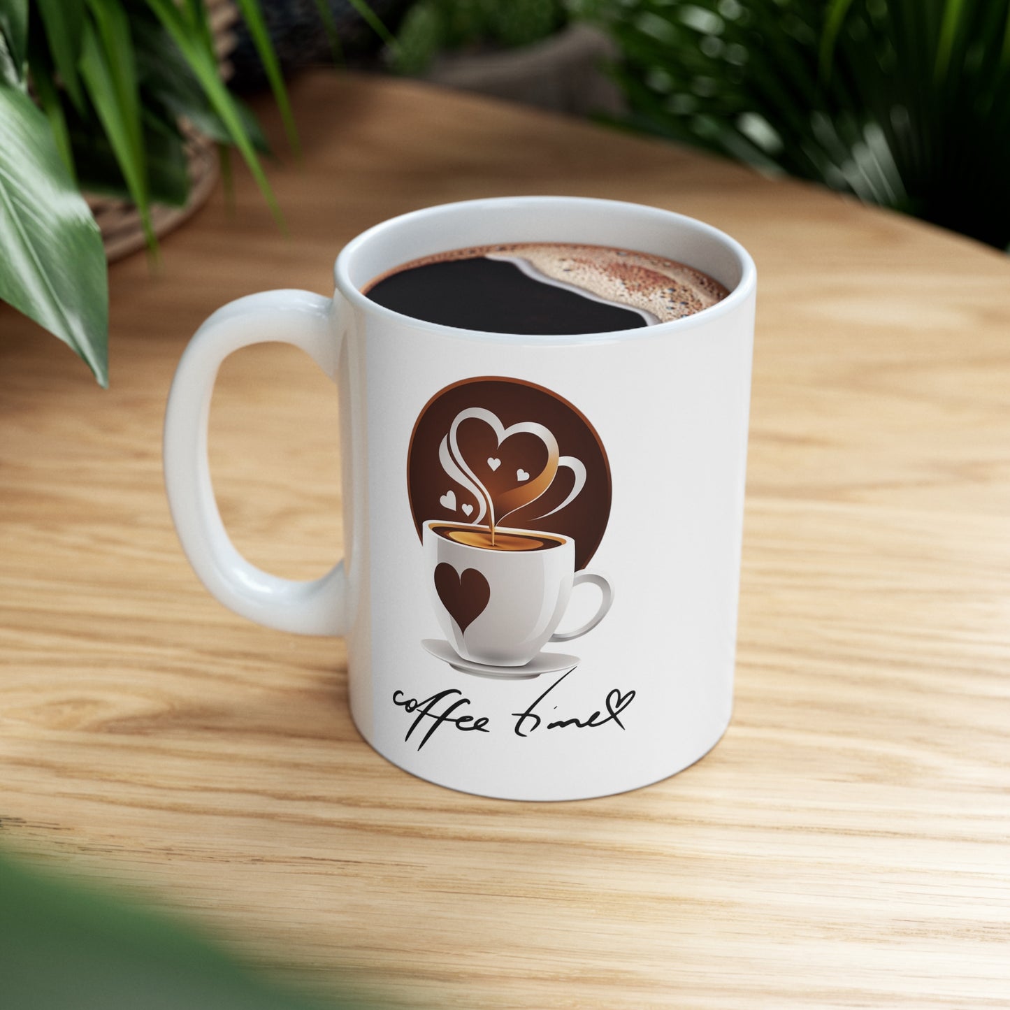 Taza de Cerámica 11oz - Café y corazón
