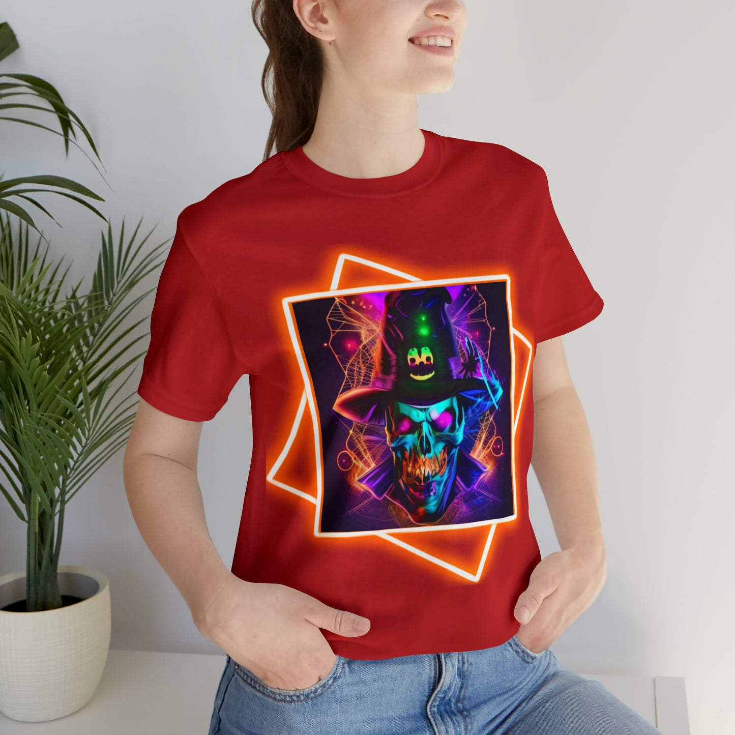 Camiseta de manga corta unisex Jersey - Calaveras de brujas de Halloween - 03