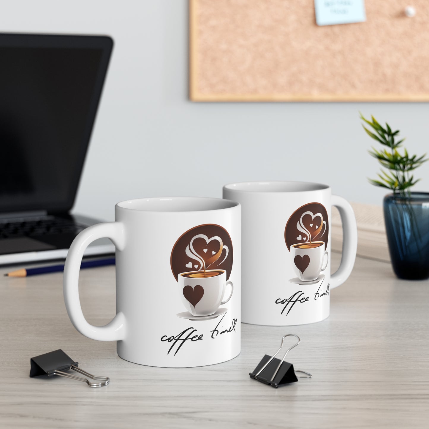 Taza de Cerámica 11oz - Café y corazón