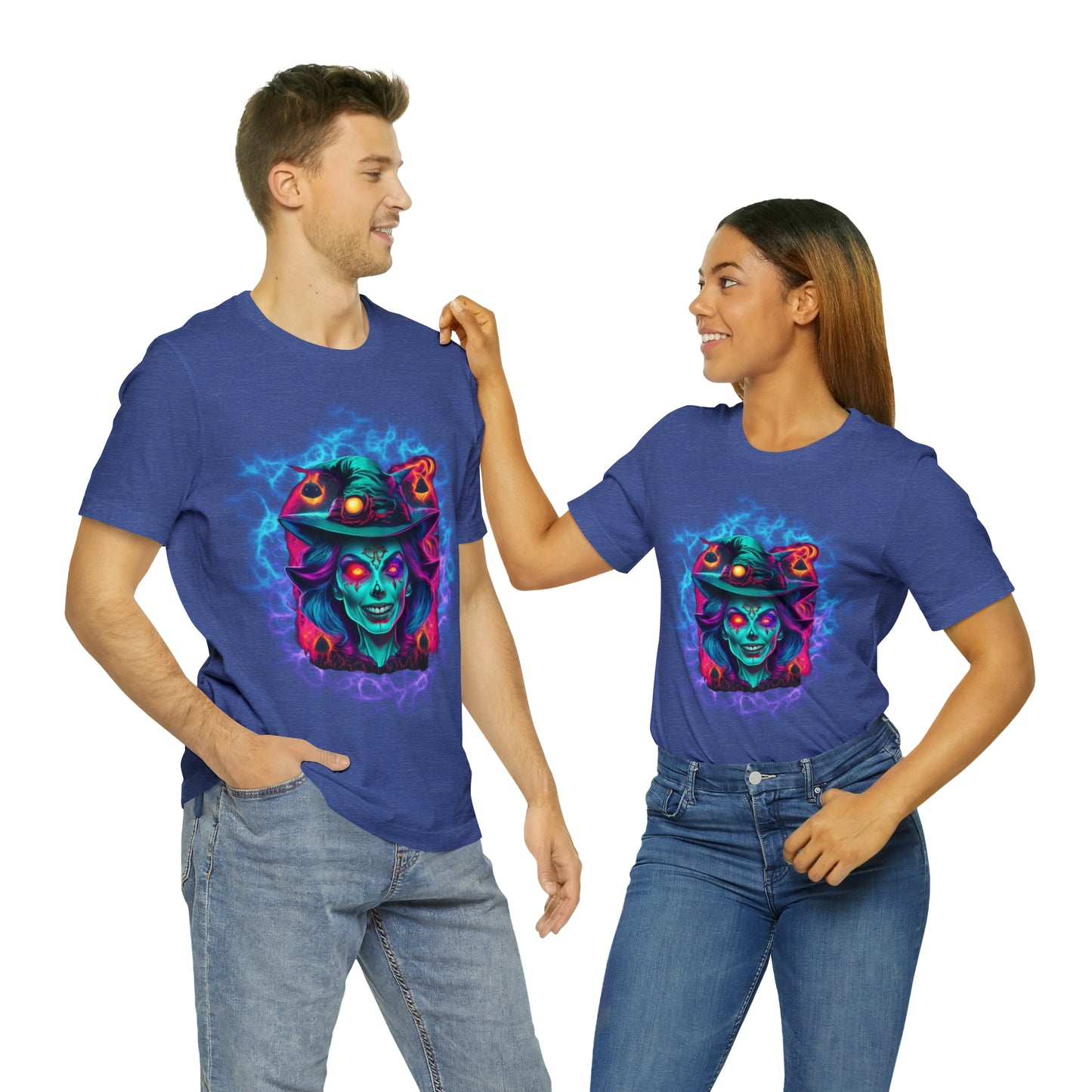 Unisex Jersey Short Sleeve Tee - Halloween Witch Skulls - 05