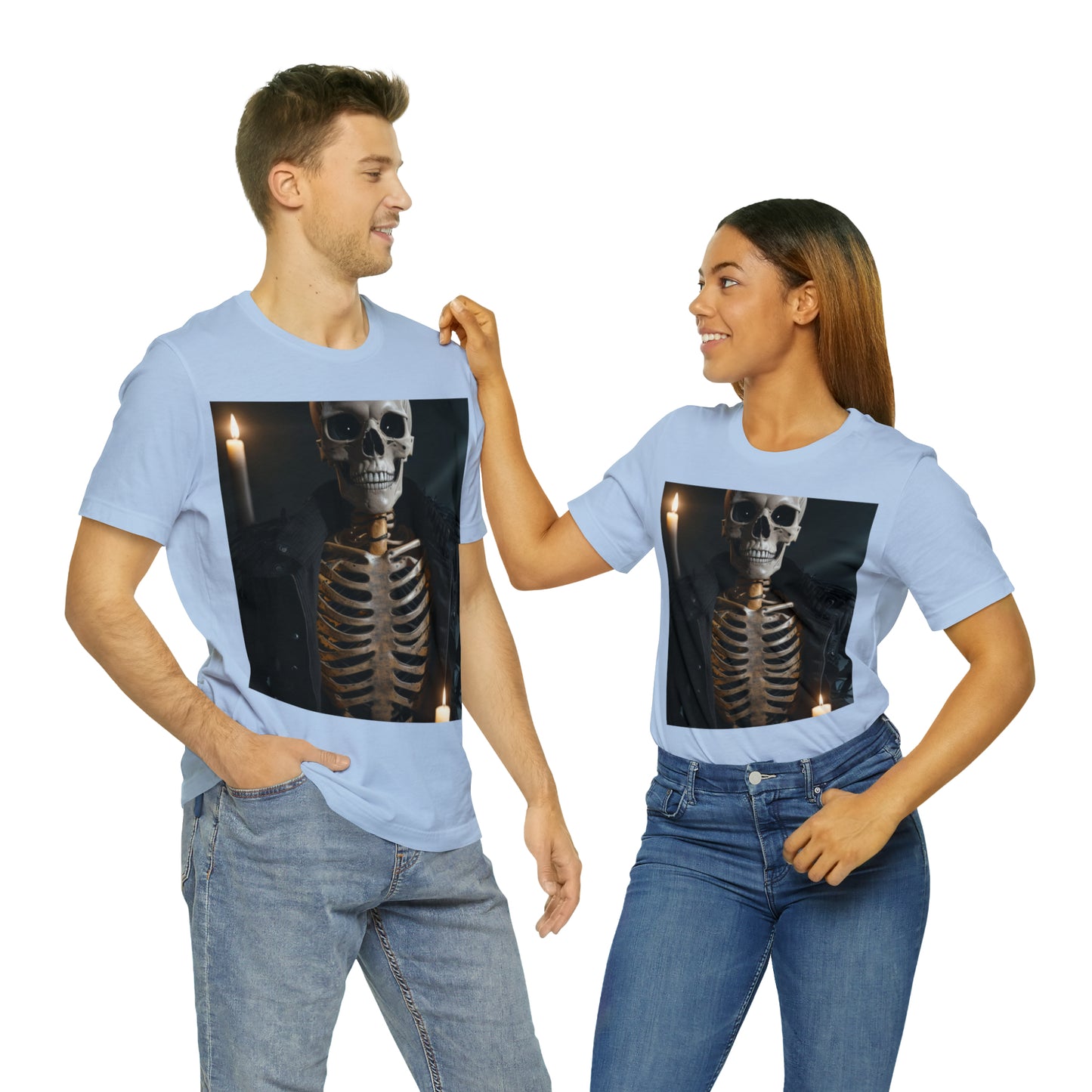 Unisex Jersey Short Sleeve Tee - Halloween Skeleton man AI - 03