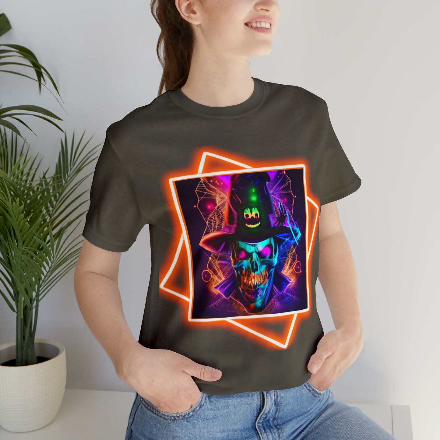 Camiseta de manga corta unisex Jersey - Calaveras de brujas de Halloween - 03