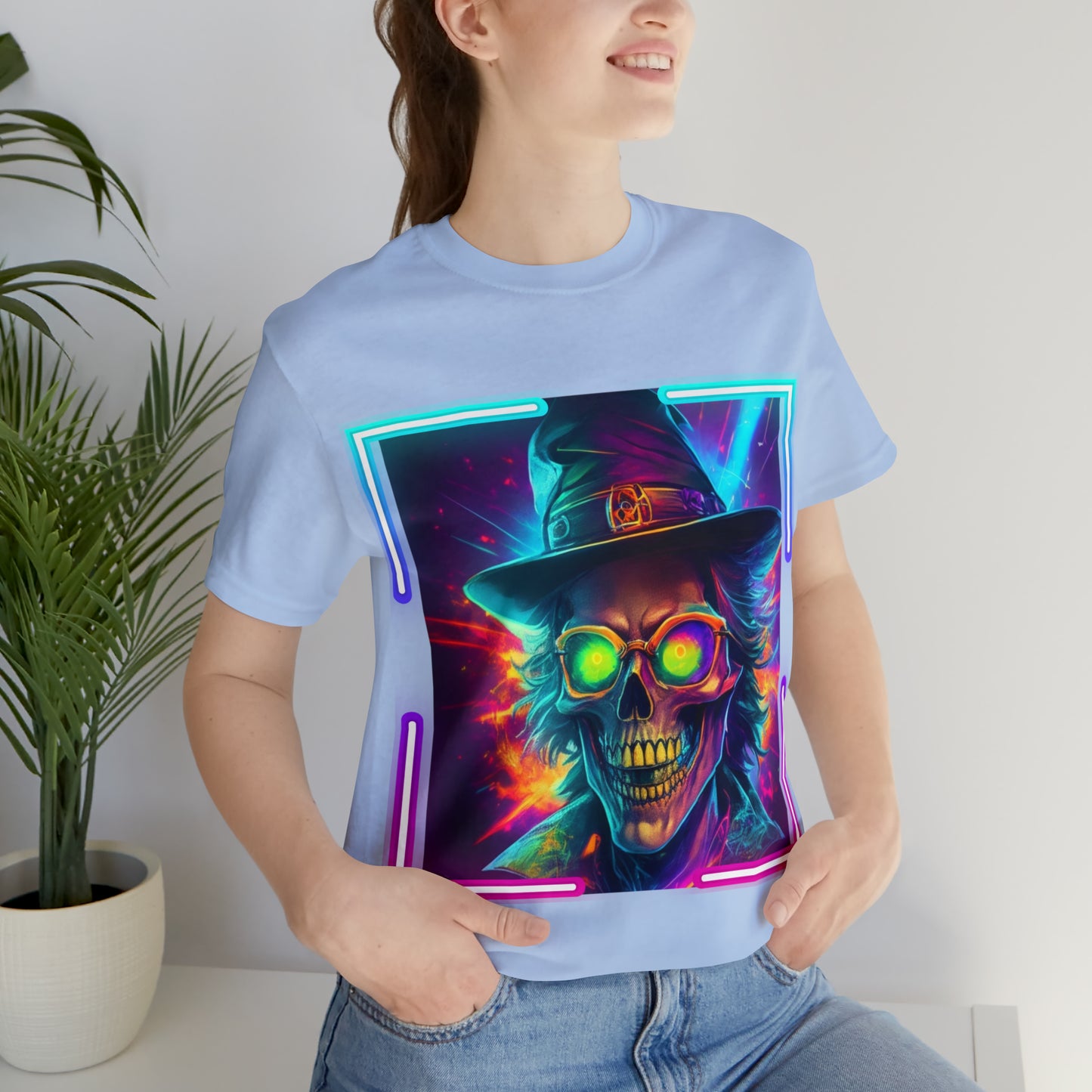 Camiseta de manga corta unisex Jersey - Calaveras de brujas de Halloween - 04