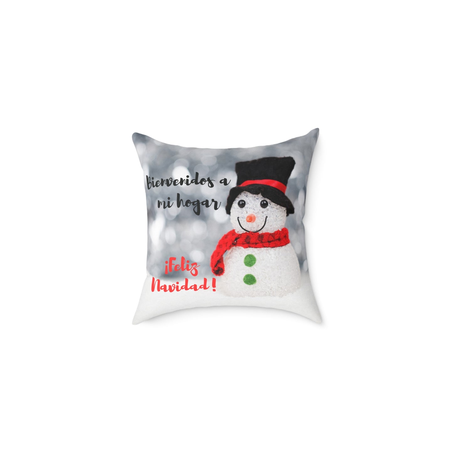 Cojín de poliéster hilado - Feliz Navidad - Muñeco de nieve