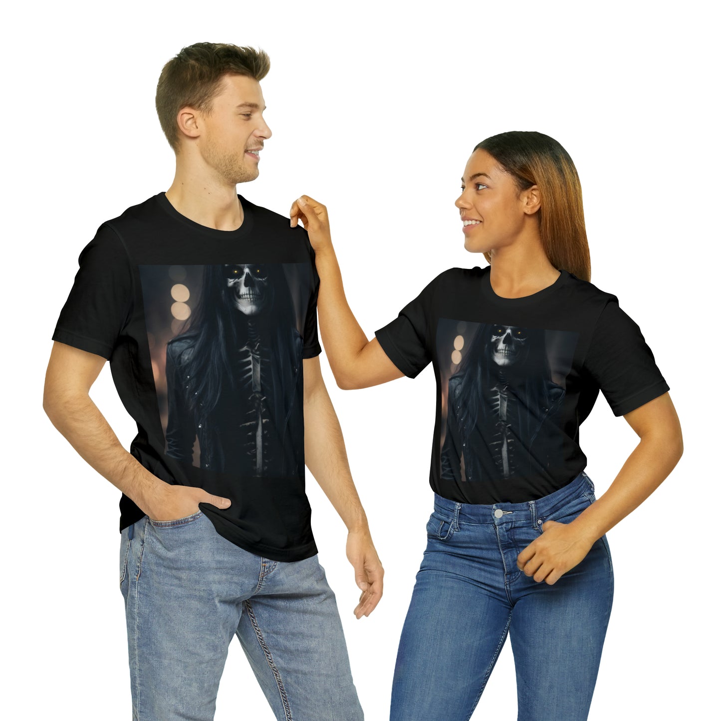 Camiseta de manga corta Unisex Jersey - Halloween Skeleton man AI - 01
