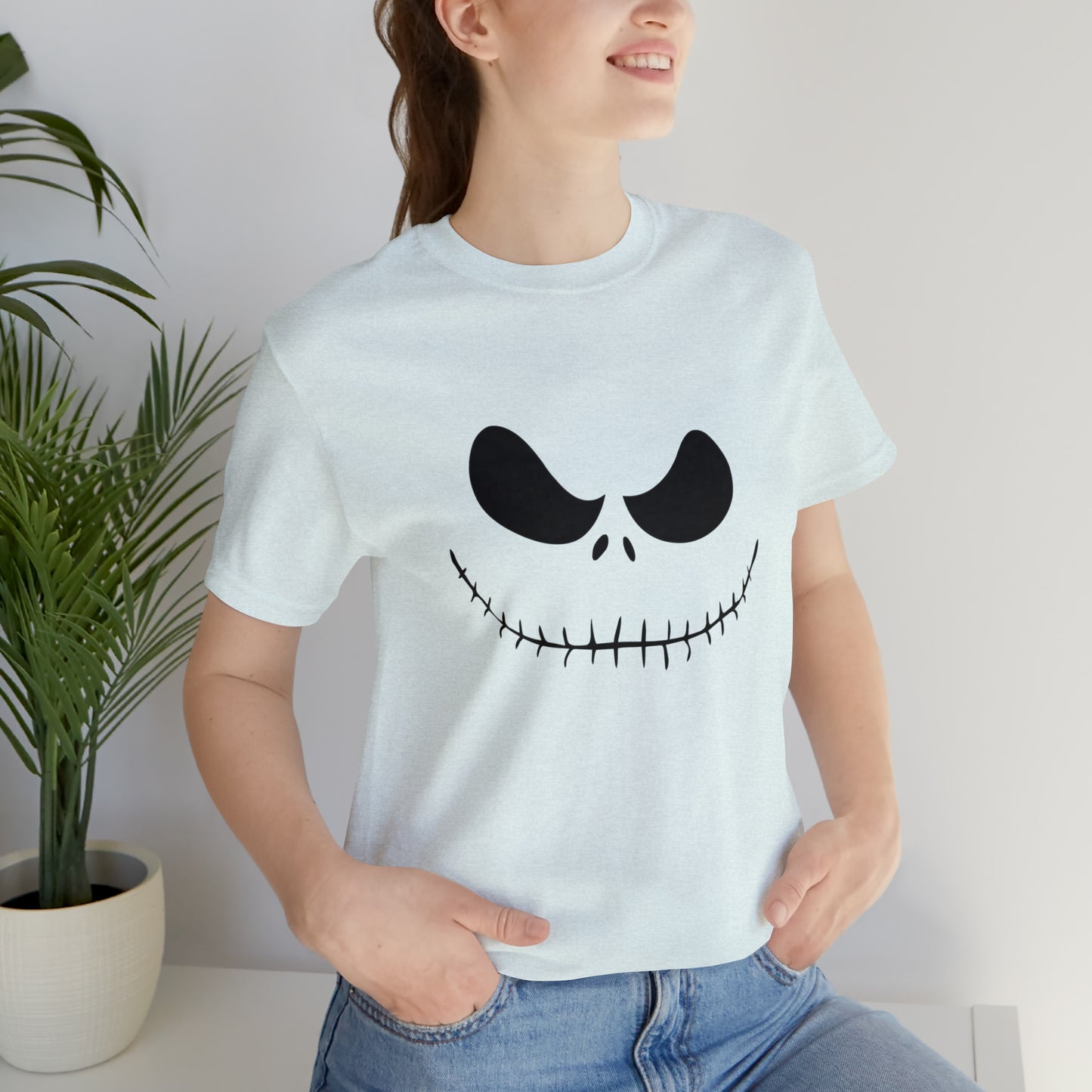 Camiseta de manga corta Unisex Jersey - Cara de terror de Halloween - 02