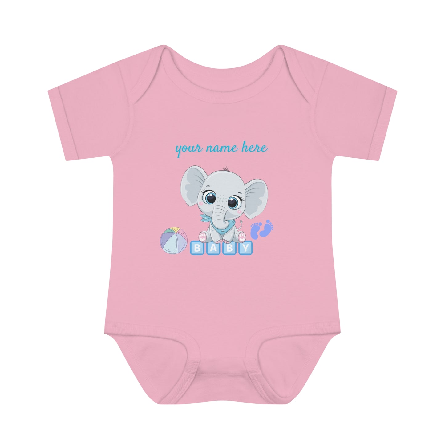 Body côtelé pour bébé - Bébé éléphant - Personnalisé - 01