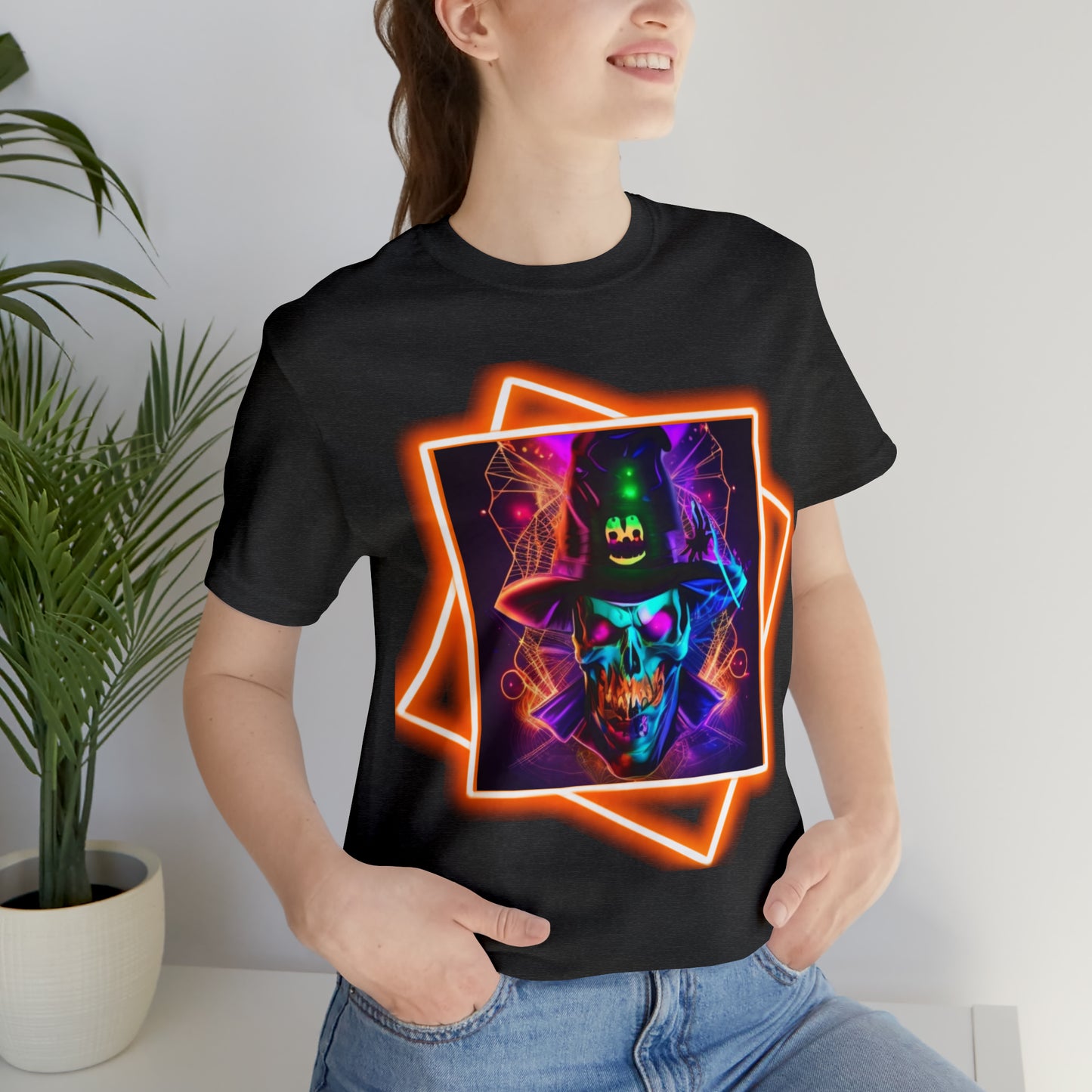 Camiseta de manga corta unisex Jersey - Calaveras de brujas de Halloween - 03