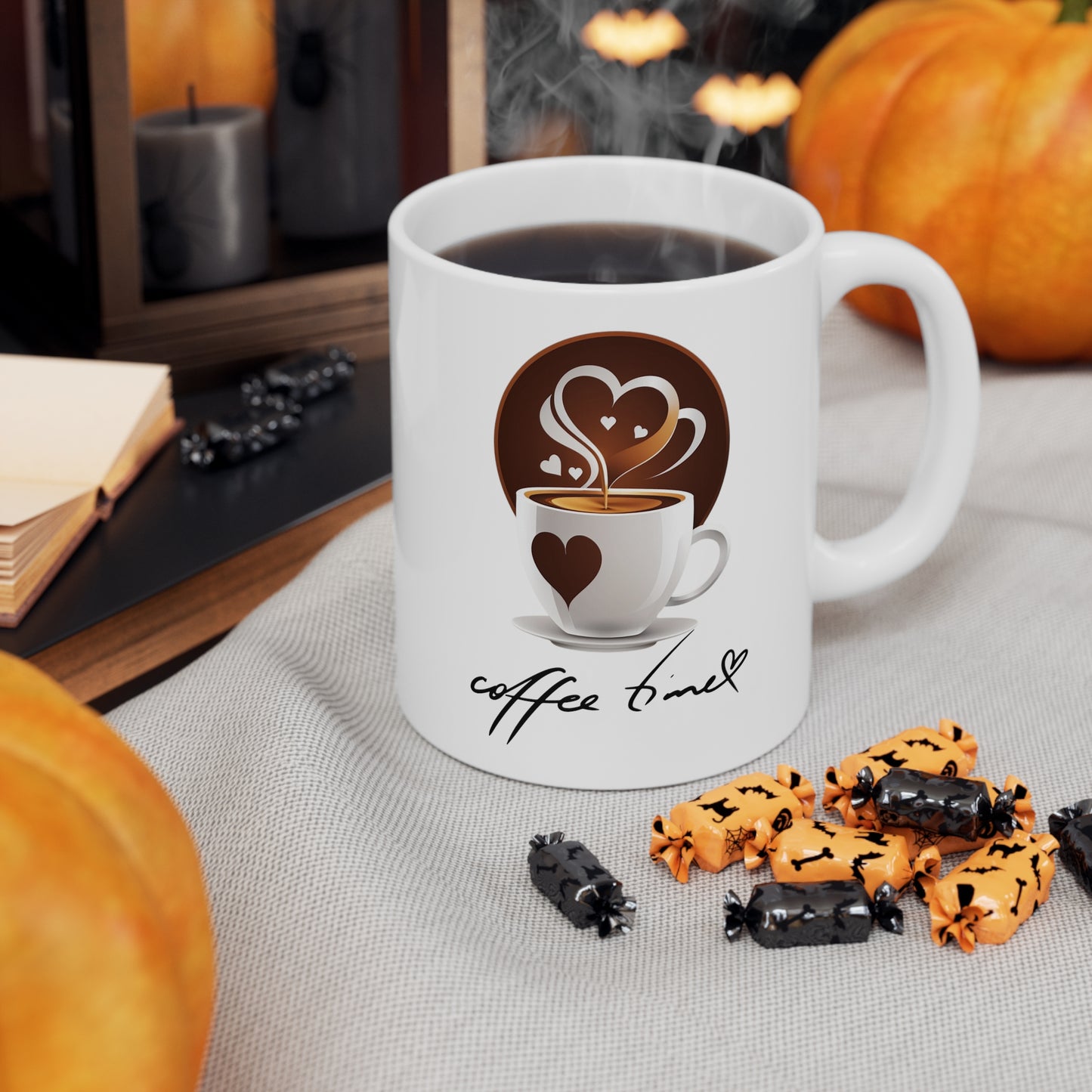 Taza de Cerámica 11oz - Café y corazón