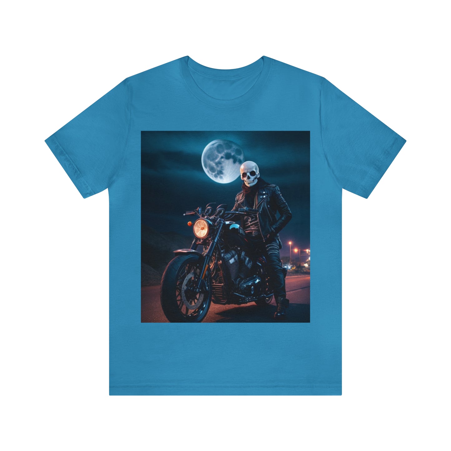 Unisex Jersey Short Sleeve Tee - Halloween Motorcyclist AI - 02