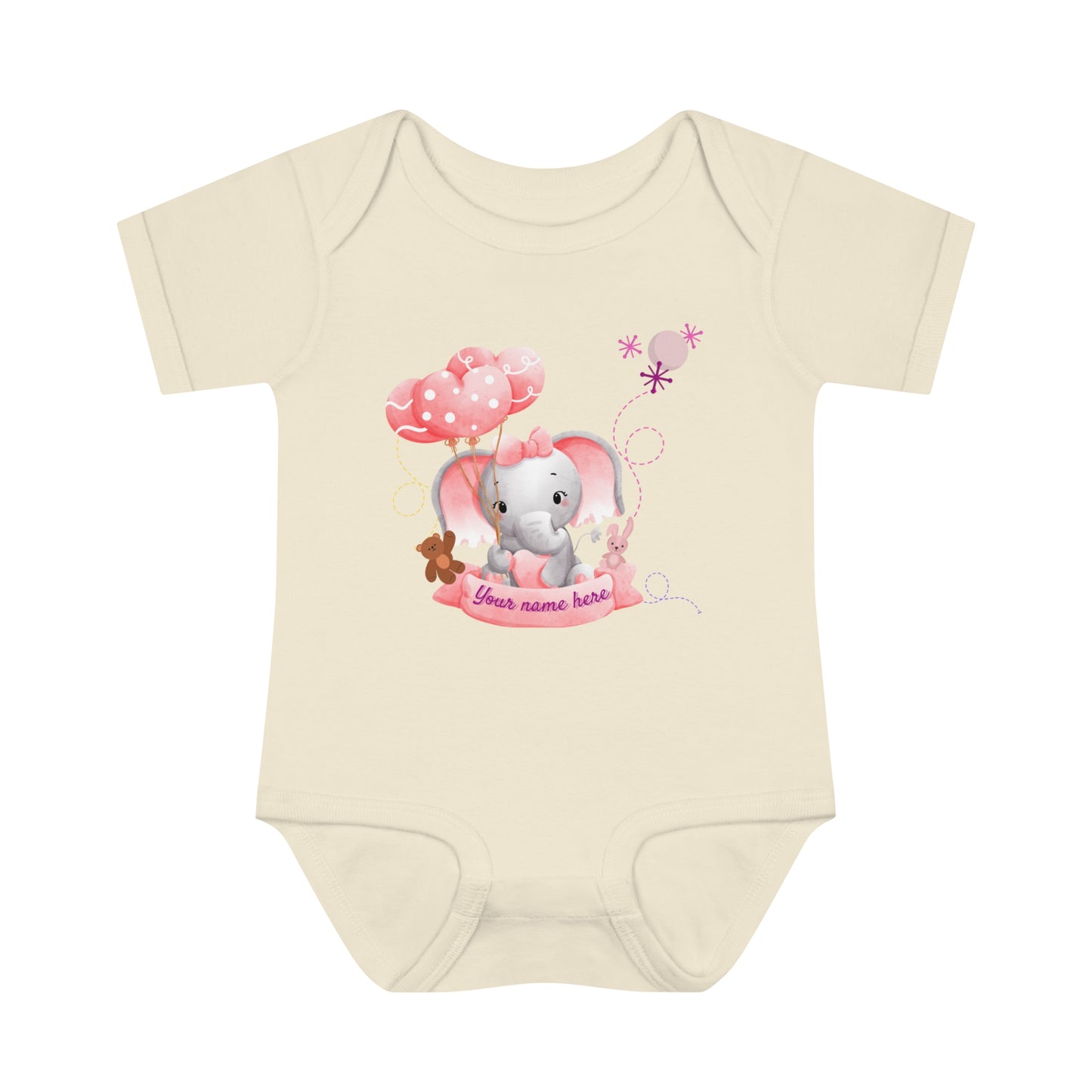 Body côtelé pour bébé - Bébé éléphant - Personnalisé - 02