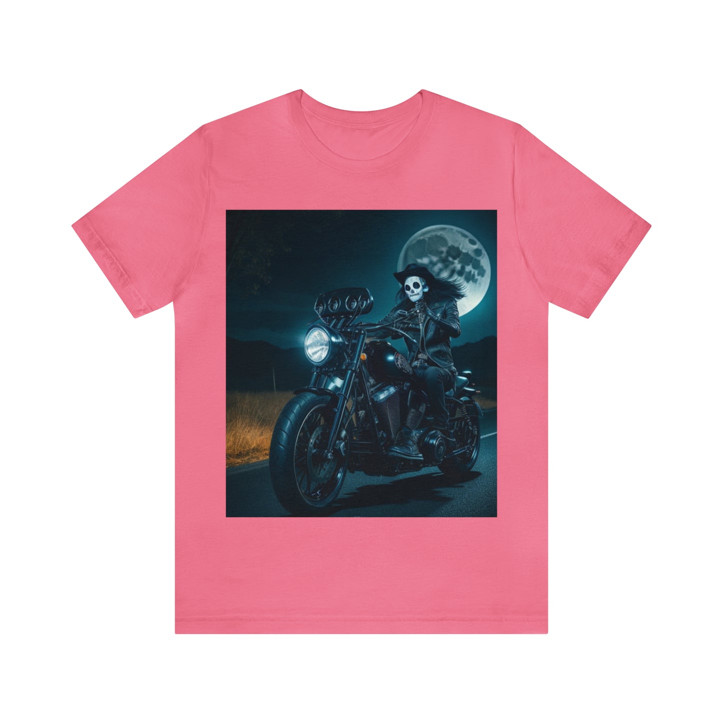Camiseta de manga corta Unisex Jersey - Motociclista de Halloween AI - 01