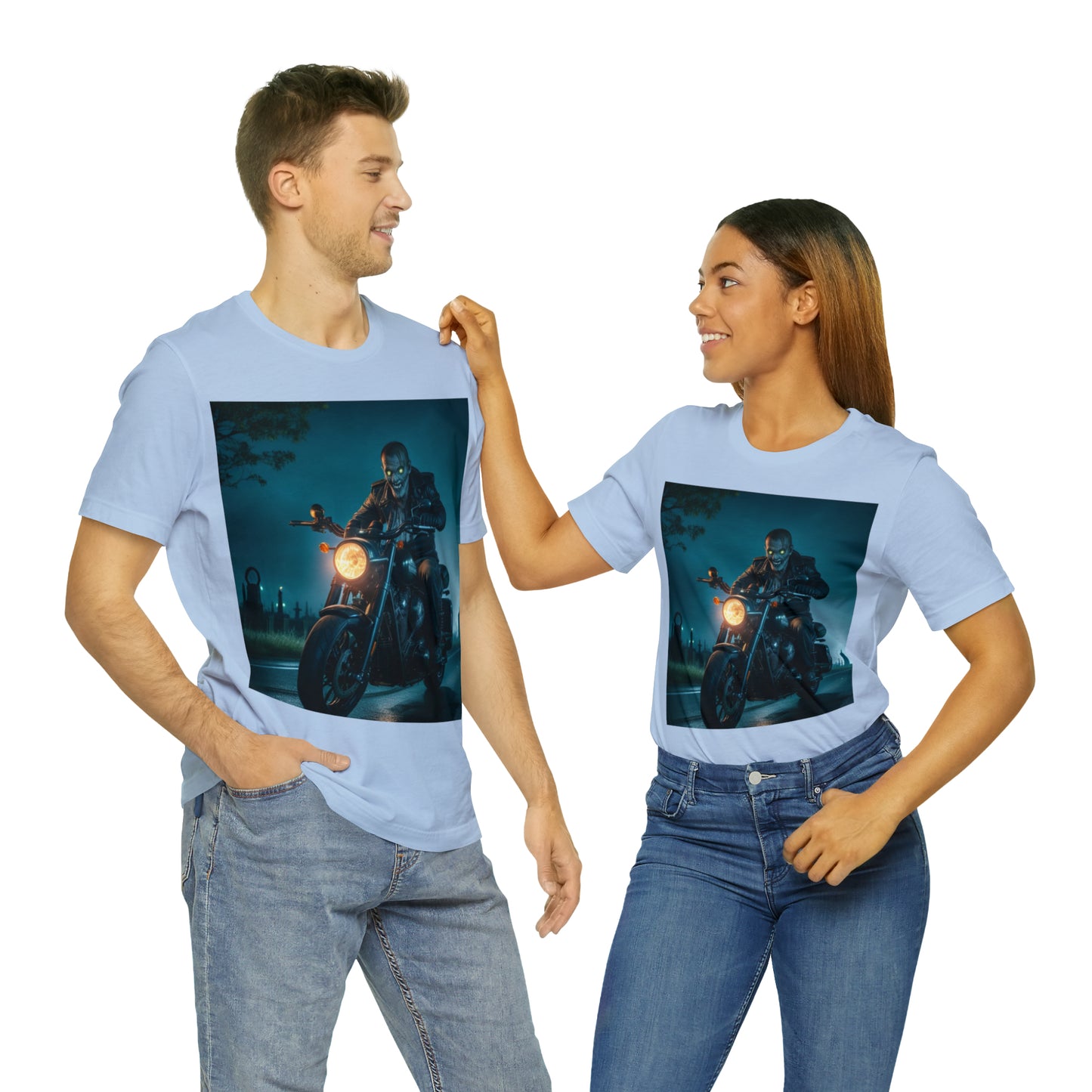Camiseta de manga corta unisex Jersey - Halloween Motociclista AI - 03