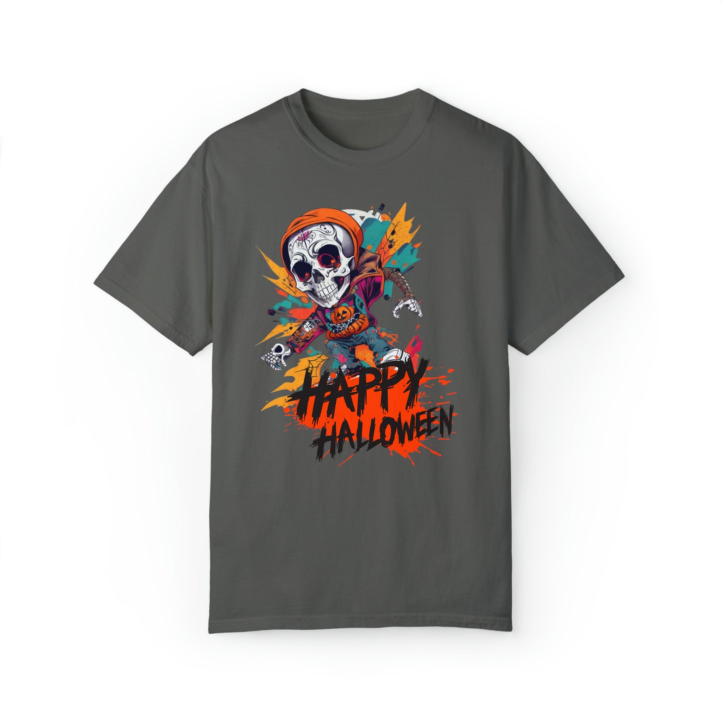 Camiseta unisex teñida en prenda - Halloween - Calavera joven